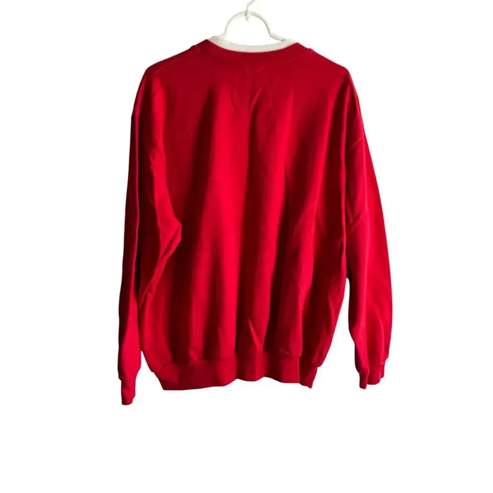 Ugly Christmas Sweater Party Sweatshirt Womens 2XL Red Reindeer Tree Decorated